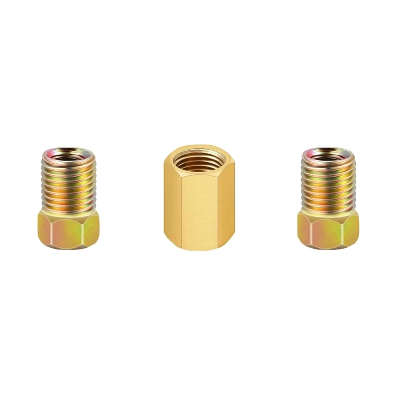 

3/8"-24 Threads Brake Line Fitting Assortment Includes 1 Union 2 Nuts Brake Pipe Connectors for 3/16" Brake Line Tube