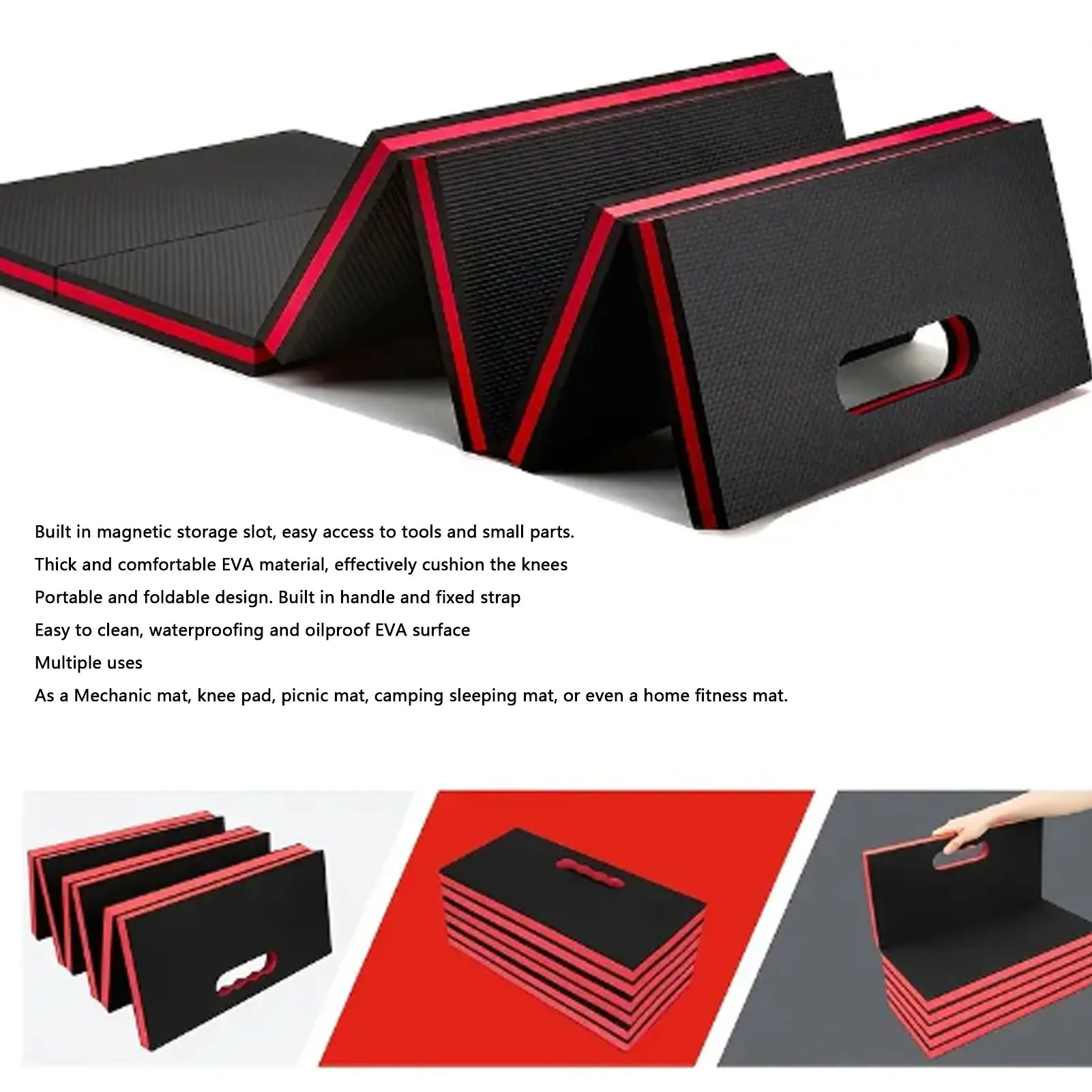 

Толстый складной коврик-подставка для колен из ЭВА с нескользящим покрытием, ручкой и магнитным креплением для хранения, для гаража, мастерской, ремонта