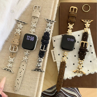 Retro Corduroy Watch Strap for Apple Watch Ultra S10 S9 S8 S7 S6 S5 SE Pearl Star Charm Cute Bracelet for iWatch 42mm 49mm 41mm