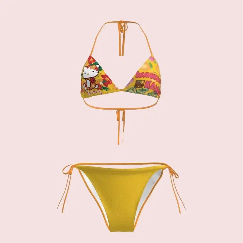 

Японский милый купальник-бикини для женщин, 2 предмета, летний, пляжный, модный, дышащий, комфортный, быстросохнущий, мягкий