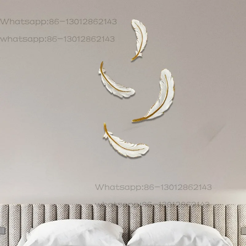 Feather sofa background wall pendant entrance wall decoration wall decoration Nordic light luxury creative resin soft decoration