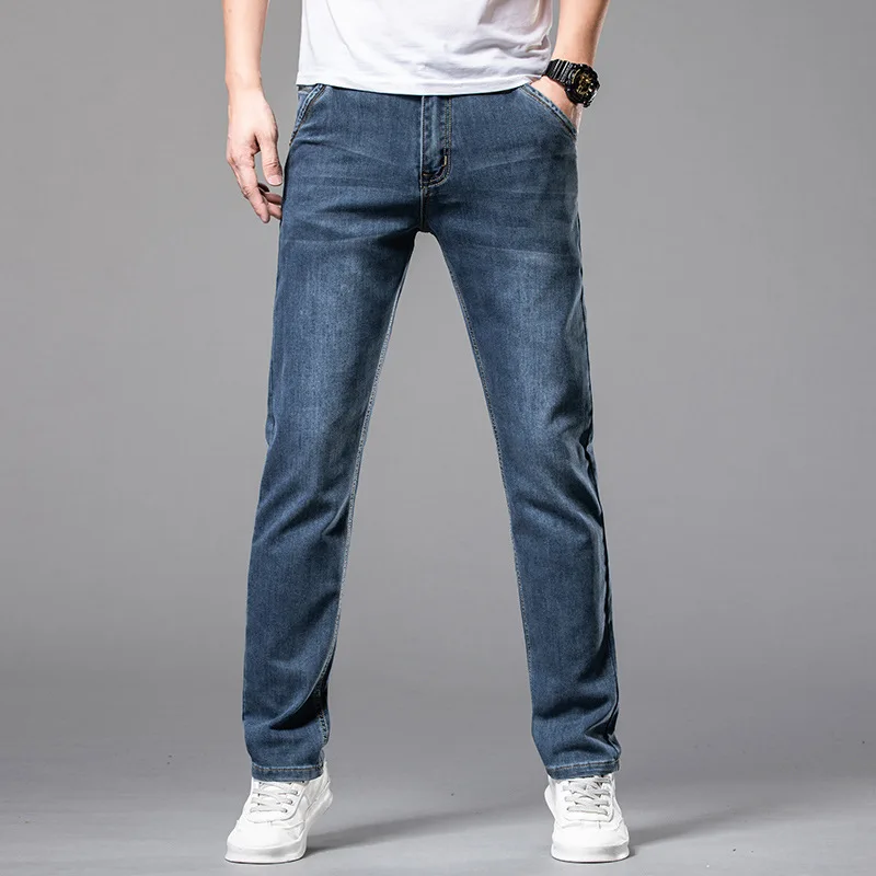 2023 Summer Loose Fit Straight Leg Men's Jeans Korean Style Trendy Cotton Thin Casual Pants for Men