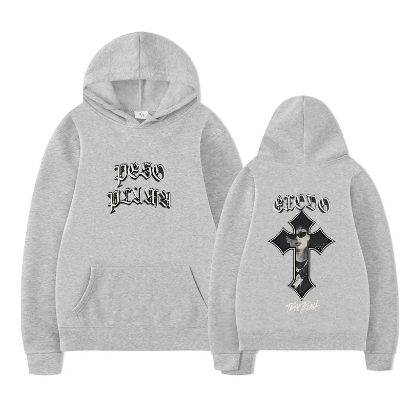 Peso Pluma Exodo Tour Merch Cross Hoodies Women Men Fashion Casual HipHop Streetwear Hooded Sweatshirts