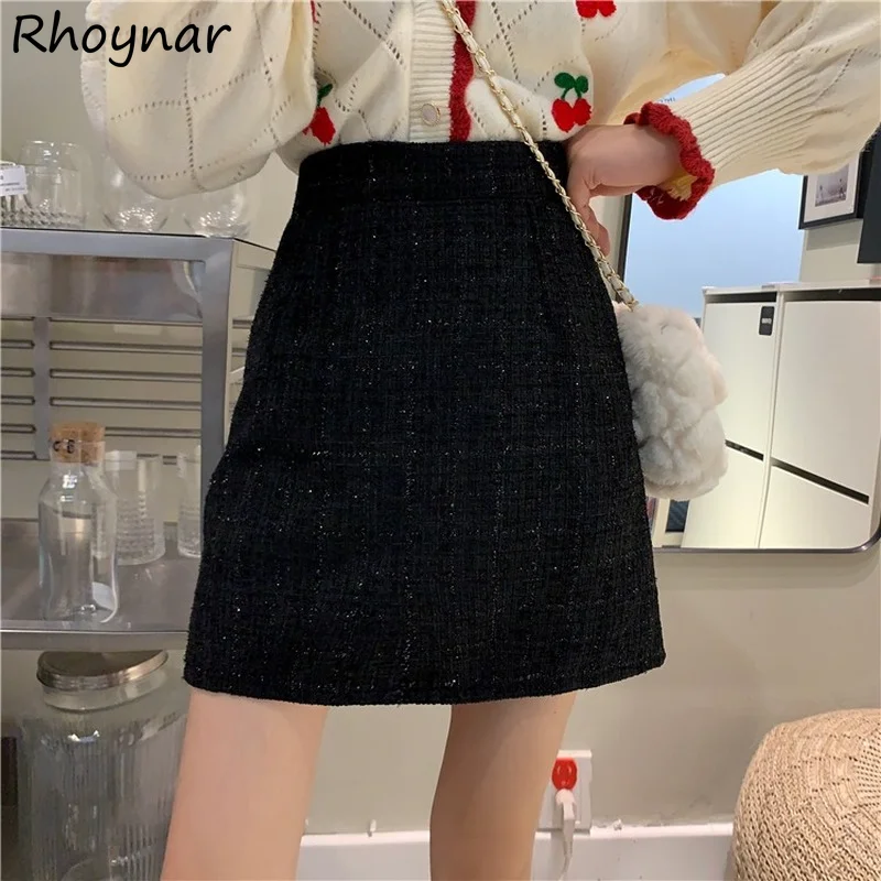 

3 Colors Skirts Women Plaid Mini A-line High Waist Elegant OL French Style Classic Girlish Fit Slim Tender Mujer Faldas