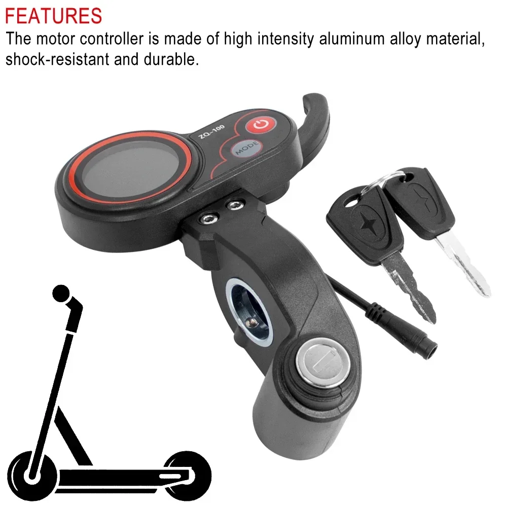 ZQ-100 Mileage Meter 6 Pin Throttle Dashboard Electric Scooter LED Display Instrument with Key Speed Adjustable Accessories