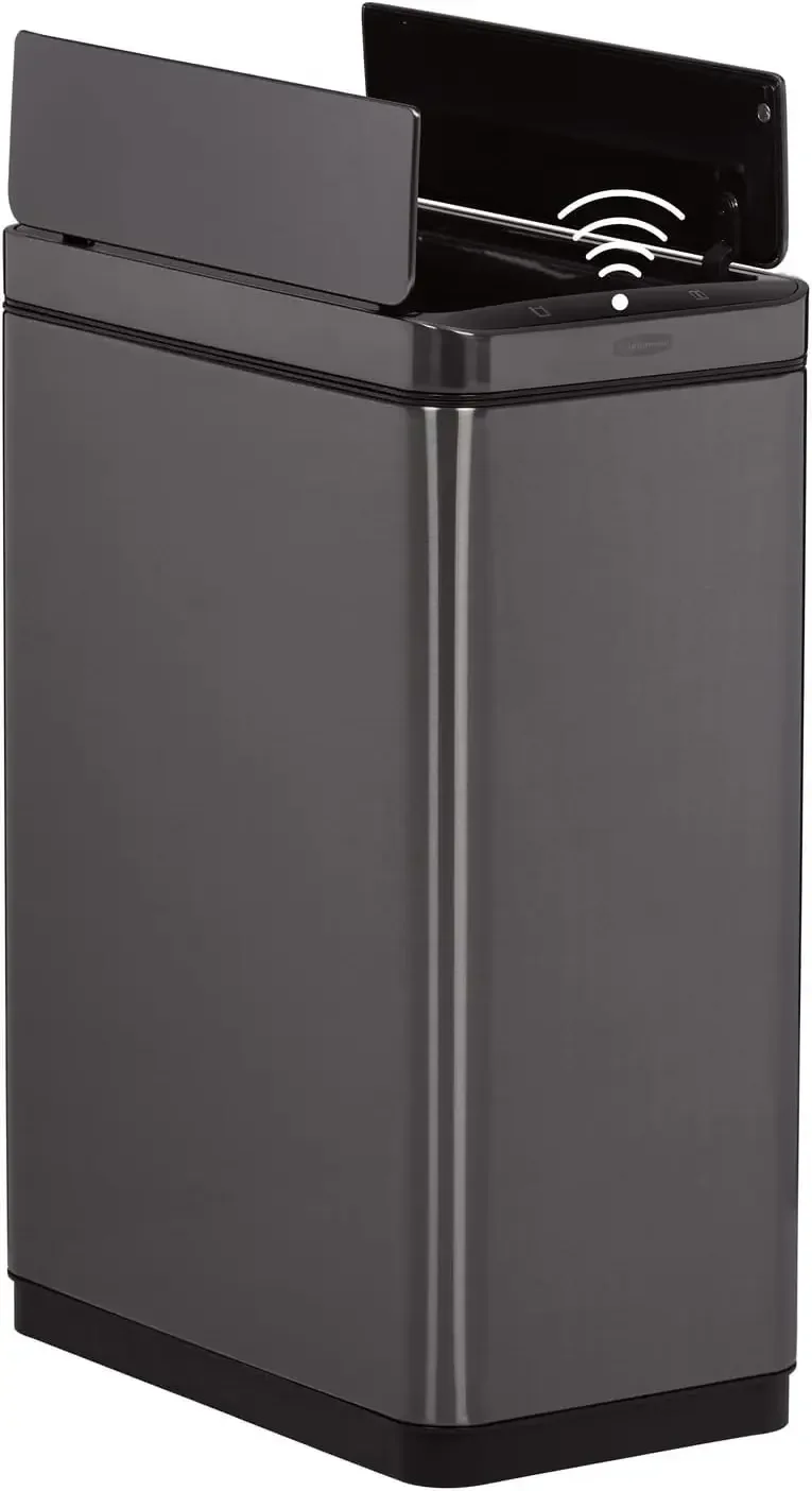 Elite Stainless Steel Slim Sensor Trash Can, 11.8-Gallon, Batteries Included, Charcoal, Wastebasket for Home/Kitchen/