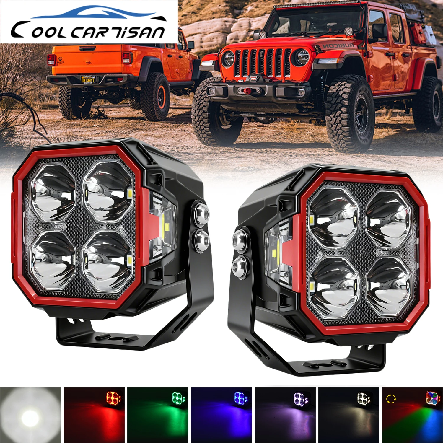 Auto Work Light Flood Fog Led DRL Light Spot RGB Combo Li Miles Motorcycle  Projector for Volvo Truck Jeep 4x4 Off Road 12V 24V