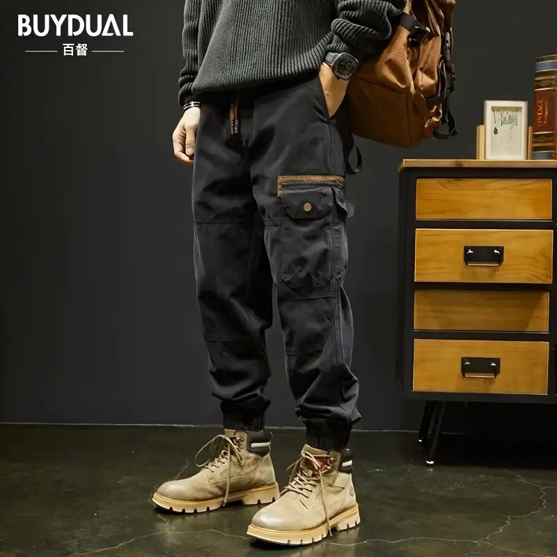 

Рабочие брюки, мужские новые модные свободные брюки, корейская версия, брюки-шаровары, мужские повседневные брюки