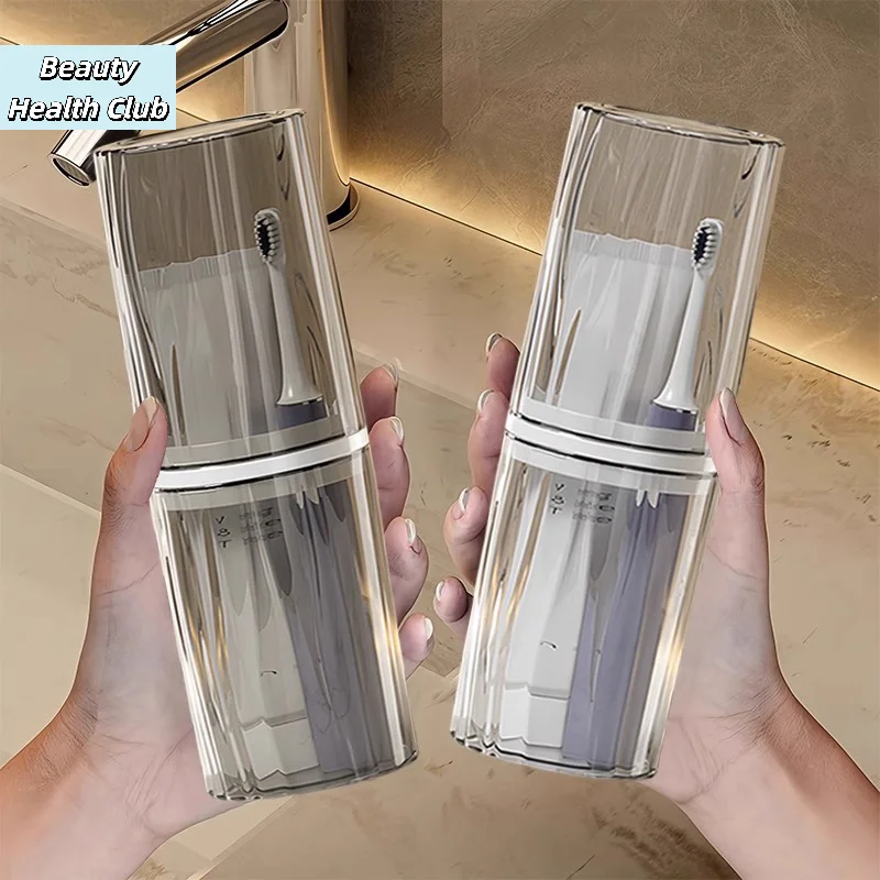 【Travel Portable Toothbrush Cup Bathroom Toothpaste Holder Storage Case Box Organizer Travel Toiletries Storage Cup】