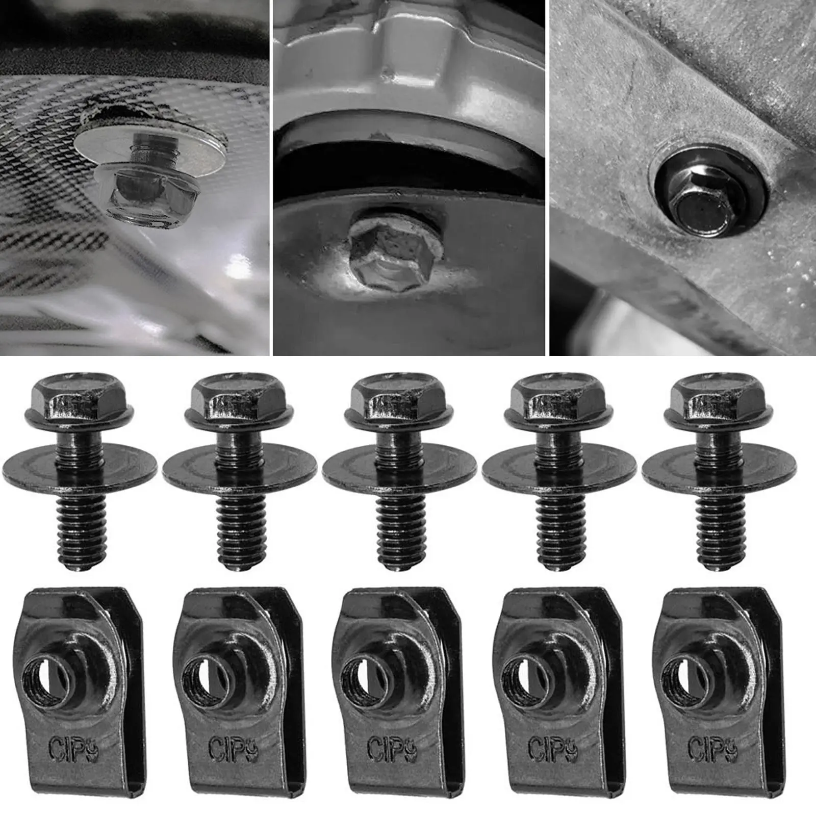 6MM Auto U-Clip Self-Tapping M6 Engine Hood Chassis Cover Protective Body Bumper Fender Lining Fastening Metal Screws