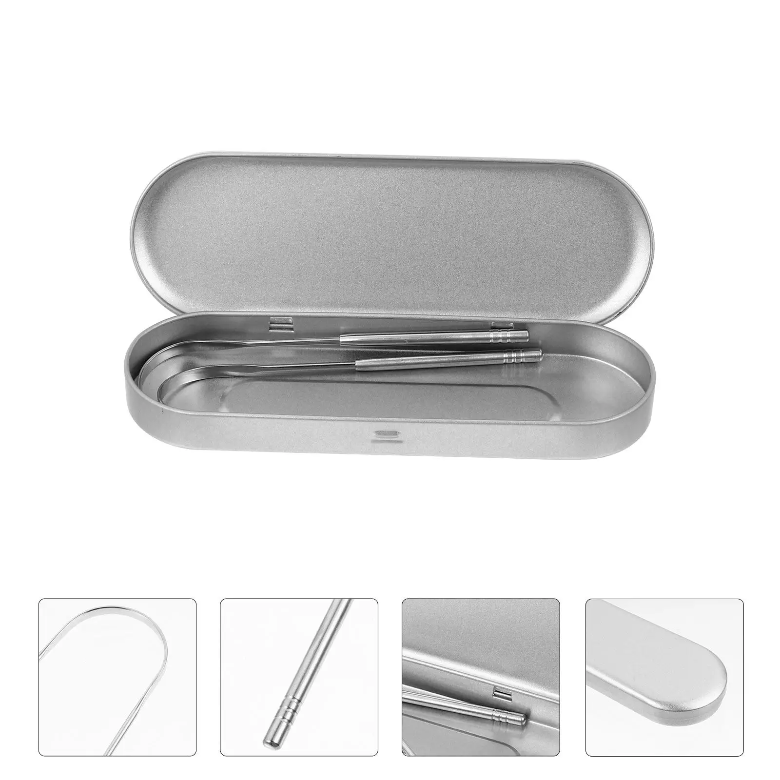 

2 шт. U-образные скребки для языка из нержавеющей стали, эргономичная ручка, для чистки языка, прочные, удобные для путешествий