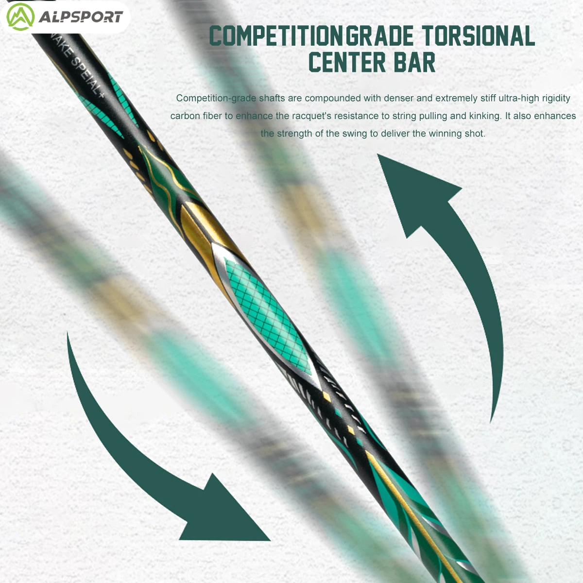 ALP V5 Snake 5U مضرب كرة الريشة بحد أقصى 38 رطل مضرب من ألياف الكربون الأصلي مضرب هجومي مسبقًا وممزق #6