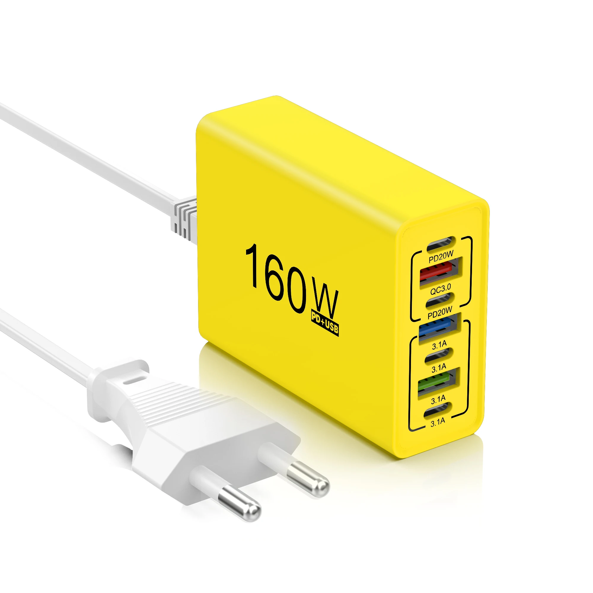 160W USB Multi-Port-Ladegerät Typ C Schnellladegerät mit Mehrfachsteckdose für iPhone Samsung Xiaomi Huawei Honor Handy-Adapter