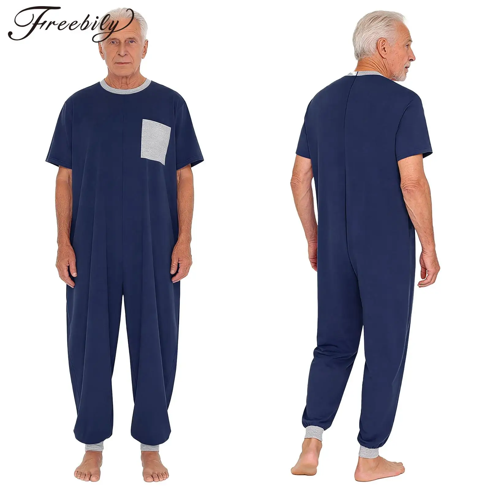 

Адаптивный комбинезон с защитой от полосок для мужчин и женщин, одежда для особых потребностей, комбинезон с короткими рукавами и молнией сзади для аутизма, пожилых людей, Альцгеймера