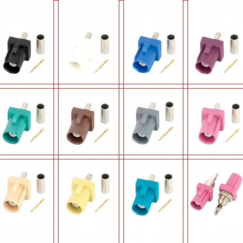 2PCS/lot FAKRA Male Head Car Connector FAKRA SMB-J-1.5 Male Pink Black Blue Yellow Cyan White RG316 Connector