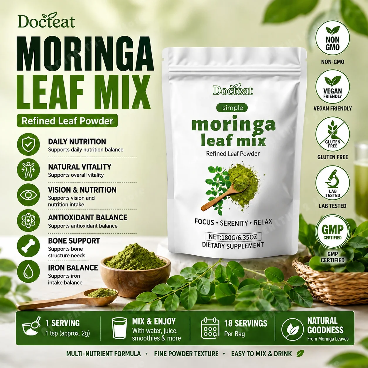 Docteat Moringa-Blattmischpulv – Moringa Leaf Powder Bewertung und Preis
