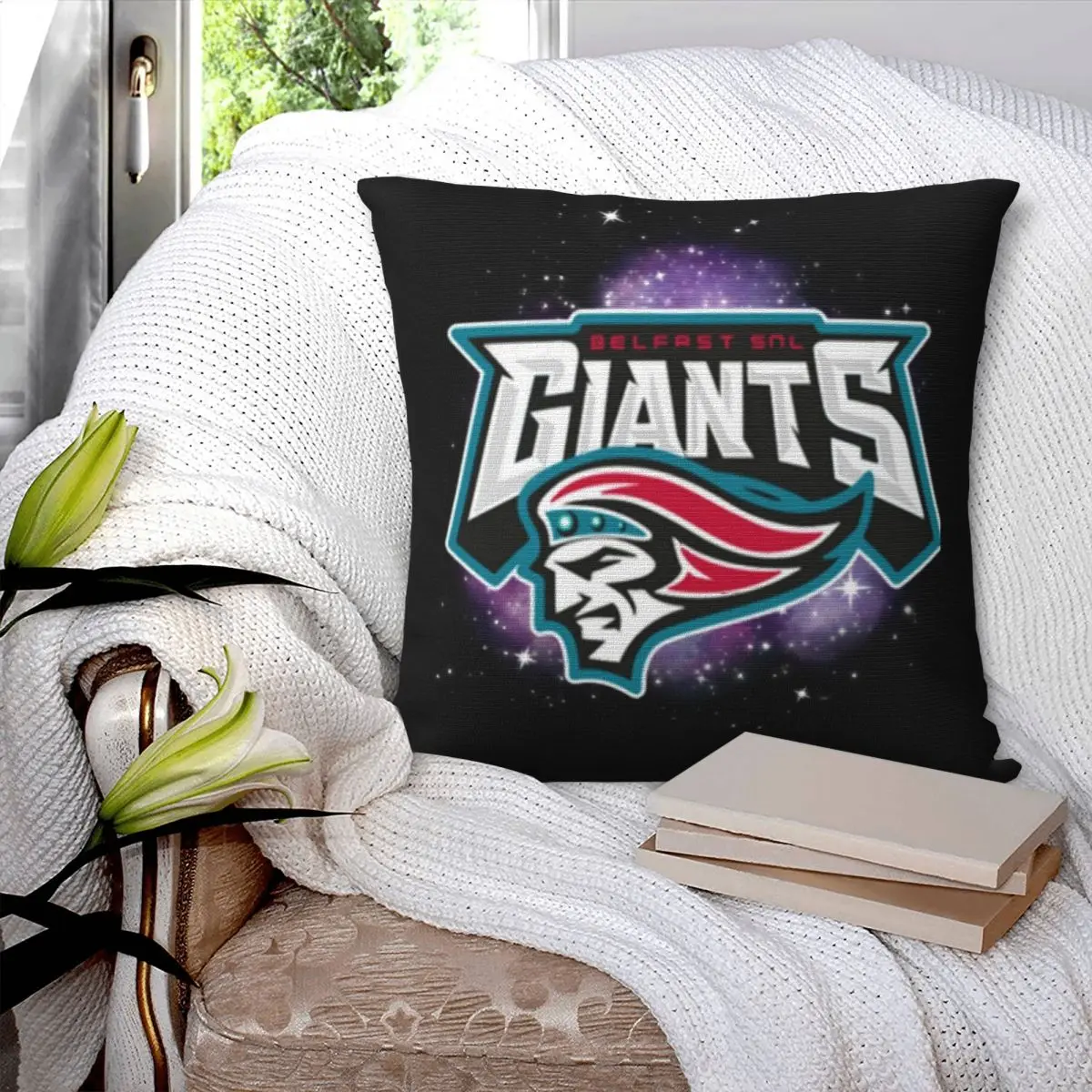 Belfast Giants Ice Hockey Square Pillowcase Pillow Cover Polyester Cushion Zip Decorative Comfort Throw Pillow for Home Car