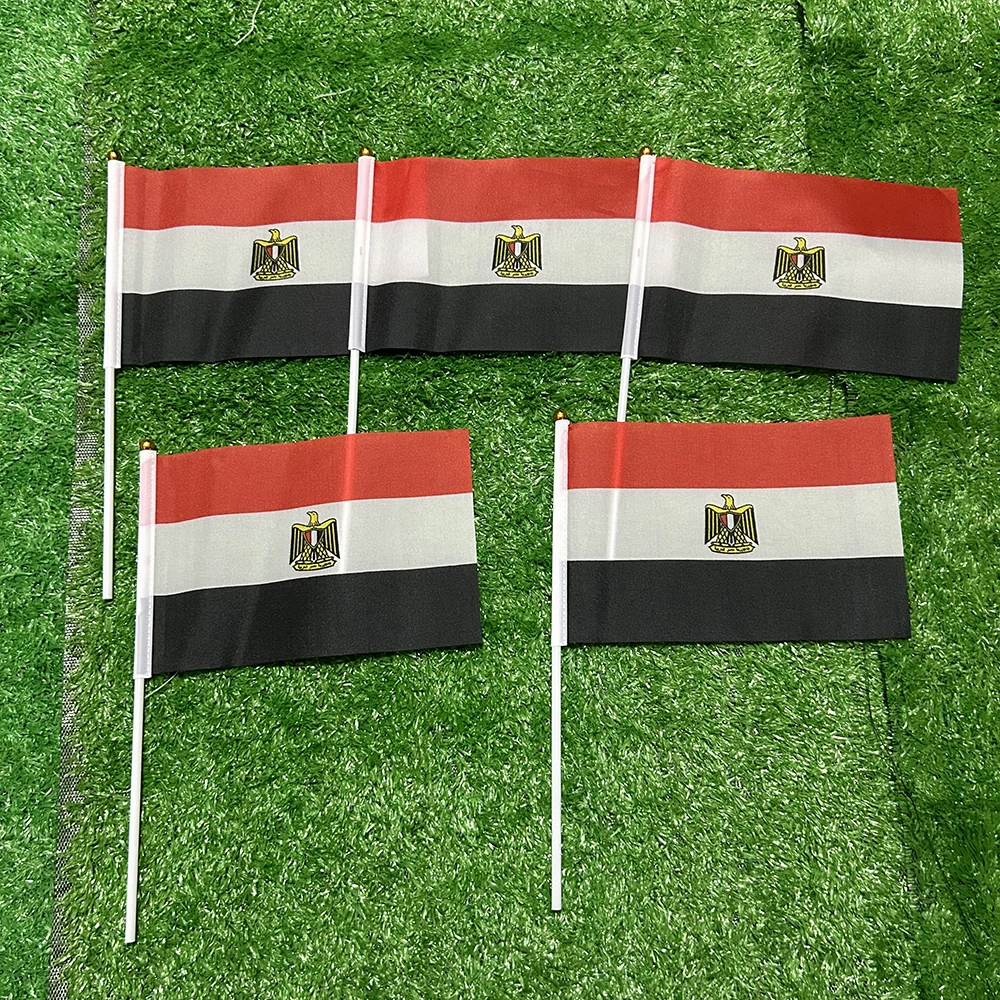 

SKY FLAG 50/100pcs 21*14cm Egypt National Flag Egypt Flags Hand Waving Flags With plastic pole For Sports Activity Home Decor