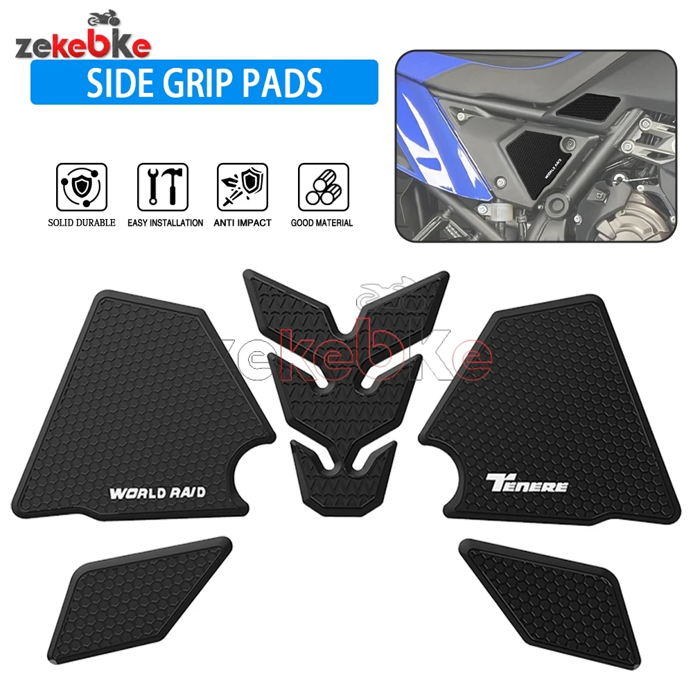 For Yamaha Tenere 700 World Raid Standard Edition 2022 Motorcycle Non-slip Side Fuel Tank Stickers Waterproof Pad Rubber Sticker
