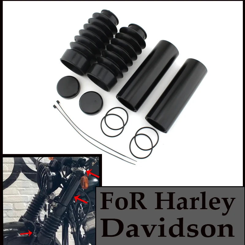 For Harley Davidson Dyna Street Fat Bob 2006-2017 Motorcycle Upper/Lower Front Fork Shock Absorber Cover Protective Sleeve 