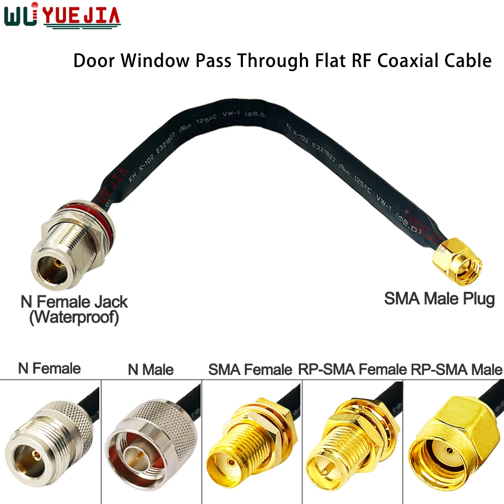 

Waterproof L16 N Male Female to SMA Male Plug Connector Window Door Pass Through Flat RF Coaxial Cable Pigtail Extension Cord