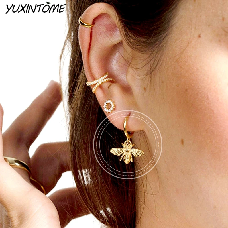 925 Sterling Silver Needle Lucky Elephant Small Hoop Earrings for Women Premium 18K Gold Earrings Wedding Trend Jewelry Gift