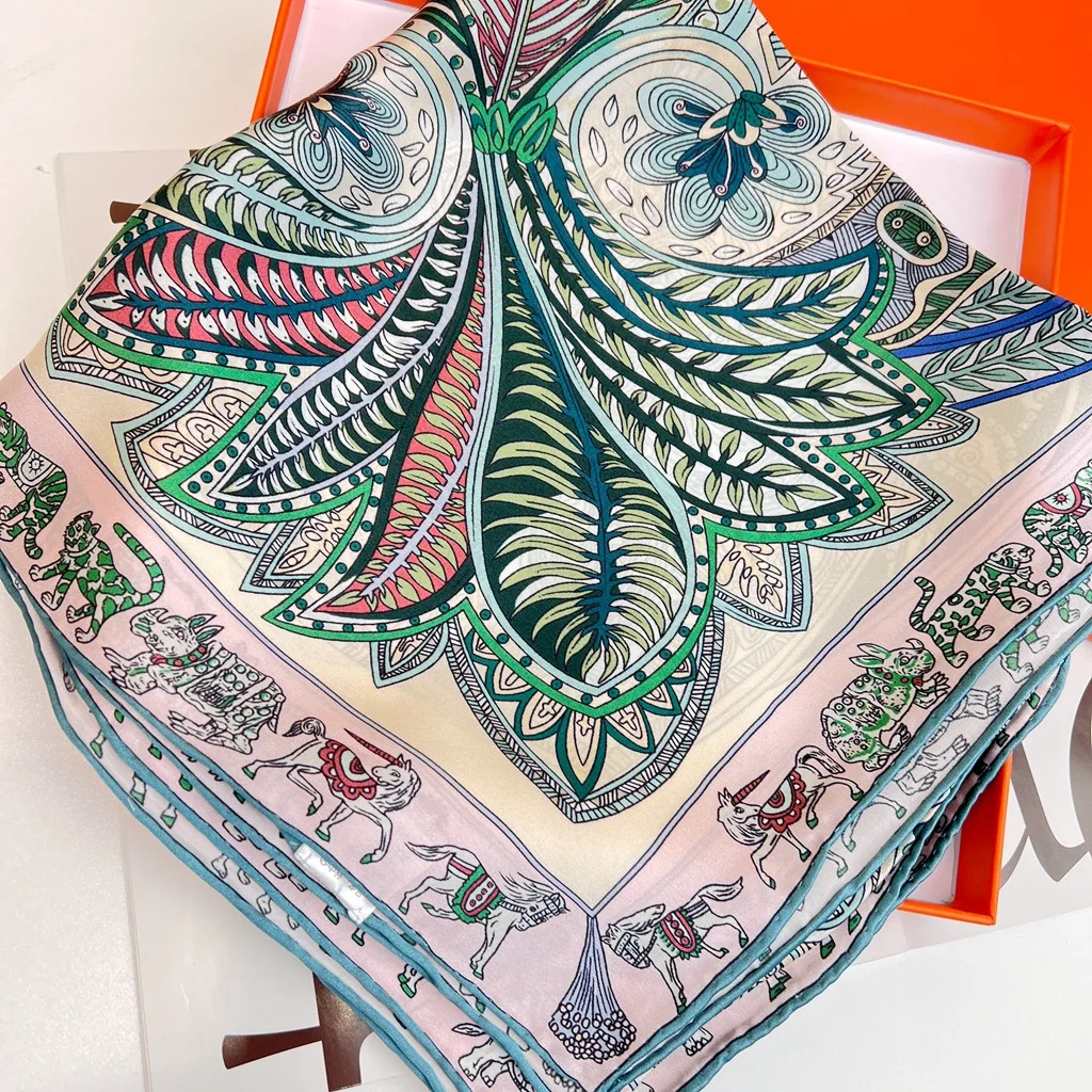 

[Fresh green waist drum] Elegant and beautiful mulberry silk large square scarf scarf shawl female spring