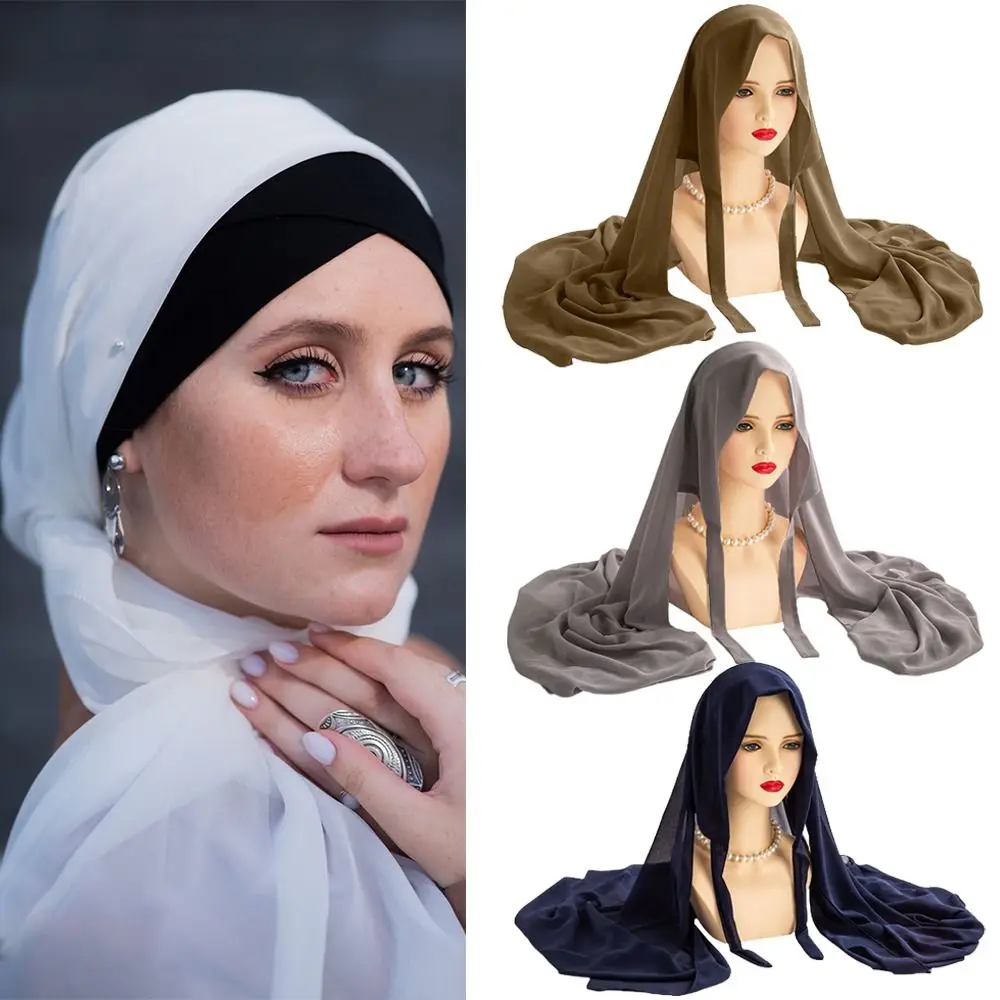 Luxury Solid color Hijab Bubble Chiffon Breathable Summer Plain Wraps Soft Turbans for Women