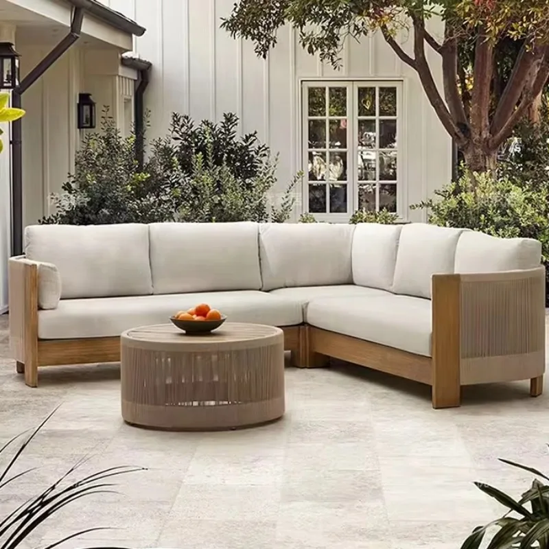 الحديثة الفاخرة في الهواء الطلق خشب الساج الصلب الاغتصاب مجموعة في الهواء الطلق حديقة الحديث أريكة فناء الأثاث حديقة مجموعة اثاث خارجي