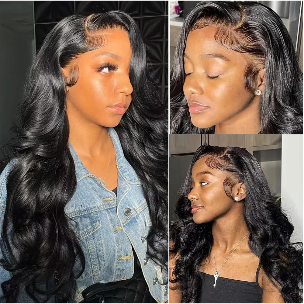 200 الكثافة الطبيعية الجسم موجة 5x5 غلويليس الدانتيل شعر مستعار أمامي البرازيلي 13x6 HD الدانتيل الشفاف أمامي خصلات الشعر المستعار الإنسان للنساء