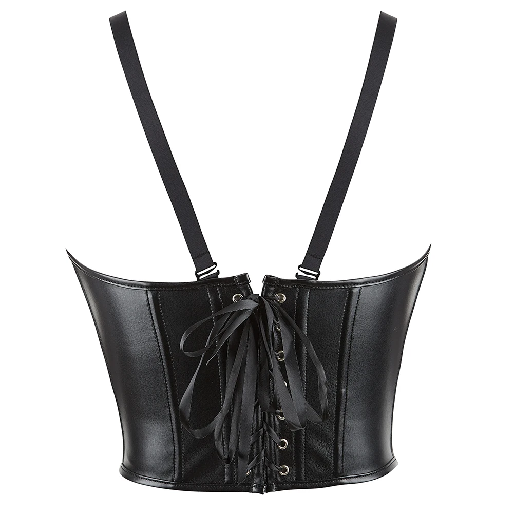 Sexy Black Lace Up Satin Underbust Waist Cincher Vest with Adjustable Straps Corset Underbust Shaper