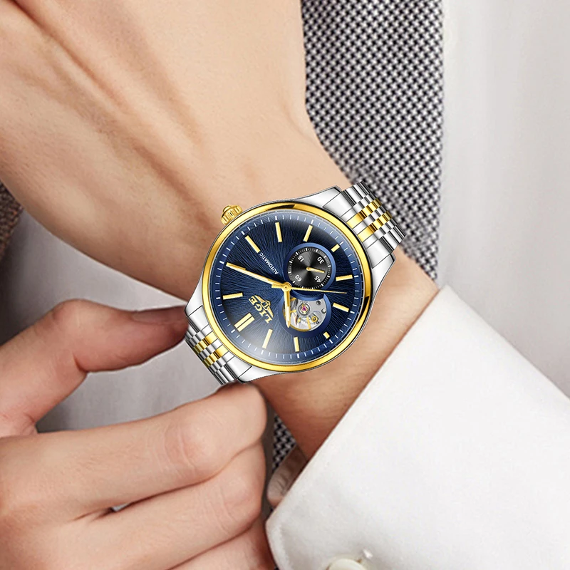 LIGE أعلى الفاخرة التلقائية ساعة رجالي موضة ساعات آلية عادية الرجال مقاوم للماء مضيئة الصلب ساعات المعصم Reloj Hombre #1