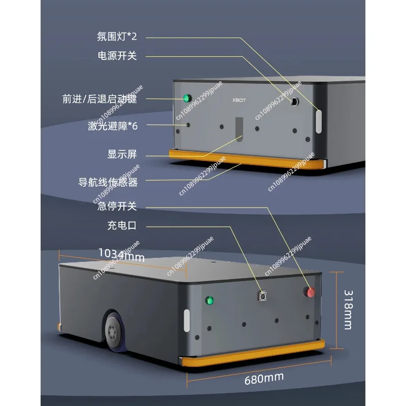 600KG Heavy Load Latent Traction Robot Automatic Intelligent Handling Cart Warehouse Logistics Transport Trolley