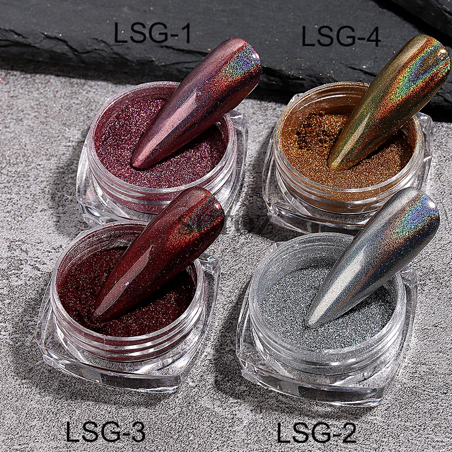 1jar metallische Laser Aurora Chrom Nägel Pulver polarisiert rosa glänzend Glitter magischen Staub kühlen Maniküre Pulver Dekoration LSG-1