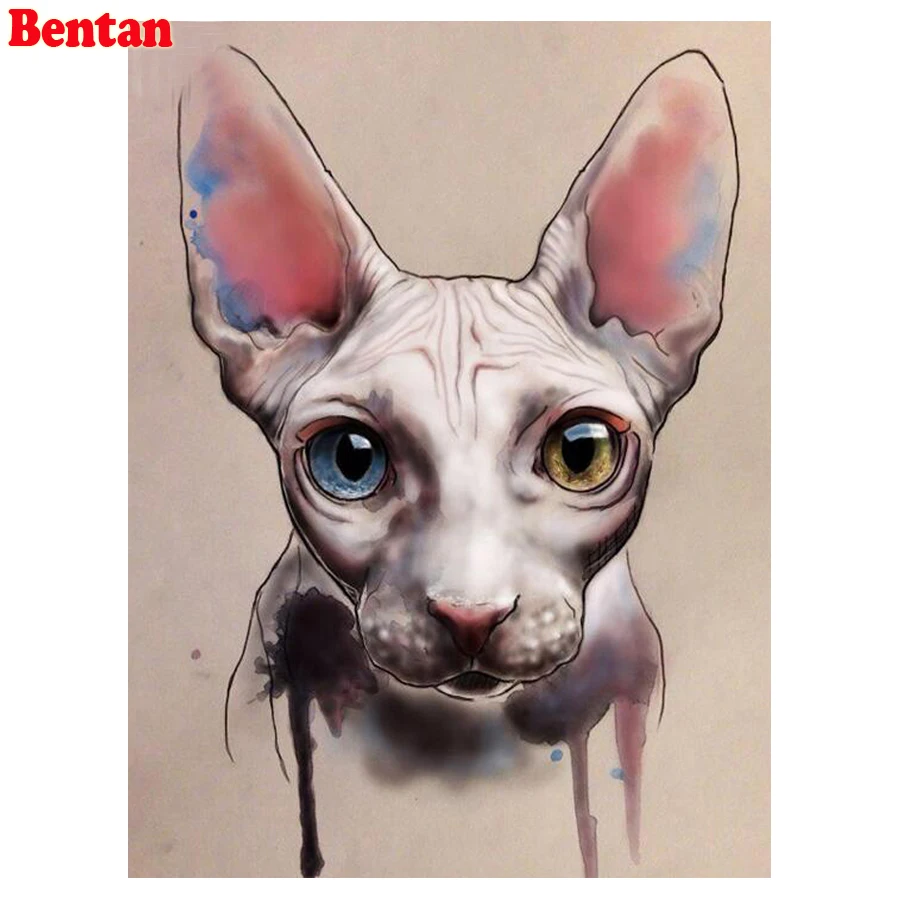 

full embroidery beads paint with diamonds painting Sphynx Cat 3D picture of rhinestone mosaic crystal painting diy home decor