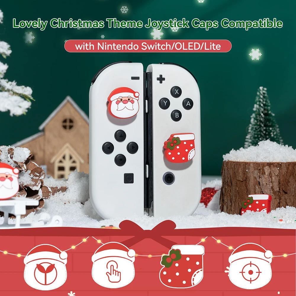 4 stücke Weihnachten Silikon analoge Daumen griff kappen kompatibel mit Nintendo Switch oled/Switch Lite/Switch Joystick Schutzhülle
