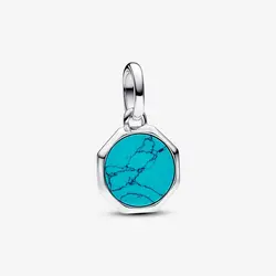 Turquoise-colored Engravable Mini Medallion Charm Real 925 Sterling Silver beads Fits Pandora ME bracelets Jewelry Making