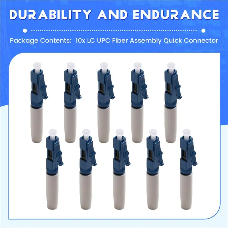 Summer sale Fiber Optic Cable For FTTH Drop Cable- LC UPC Fiber Assembly Quick Connector(10PCS), Single Mode LC Fast Connectors