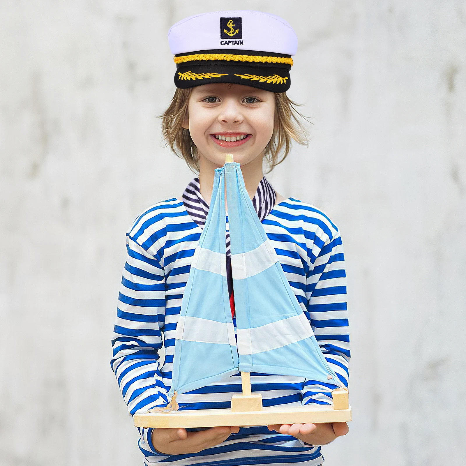 

1 set 1 Set Sailor Hat Scarf Set Nautical Marine Costume Accessory Adjustable Fit For Party Captain Hats Sailor