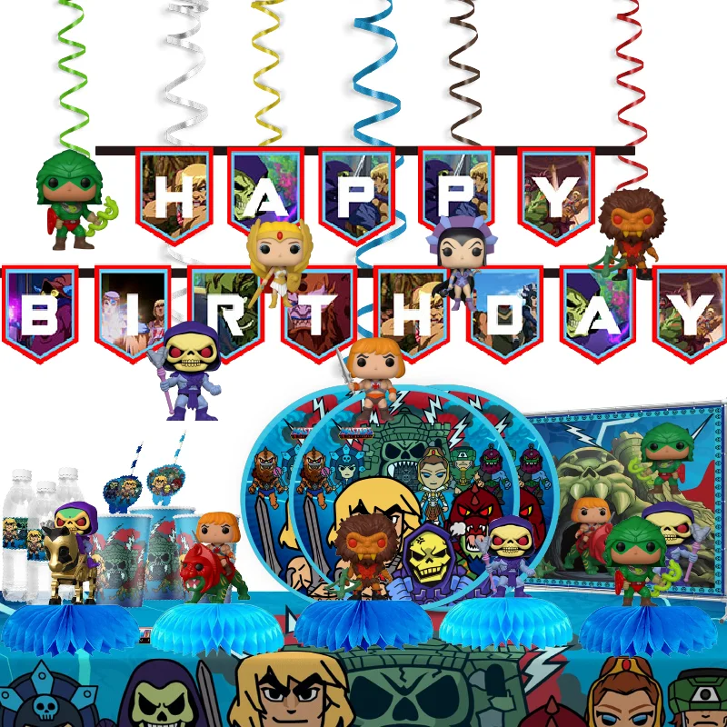 cartoon masters of the universe theme happy birthday decoration party supplies banner tablecloth cup plate toppers party supplie