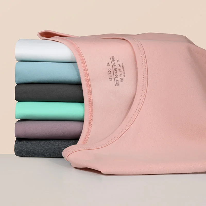 2PCS Ropa interior térmica para mujer, nuevo estilo 2023. Otoño - top térmico de cuello redondo de invierno para mujer, hecho de algodón fino - lana b