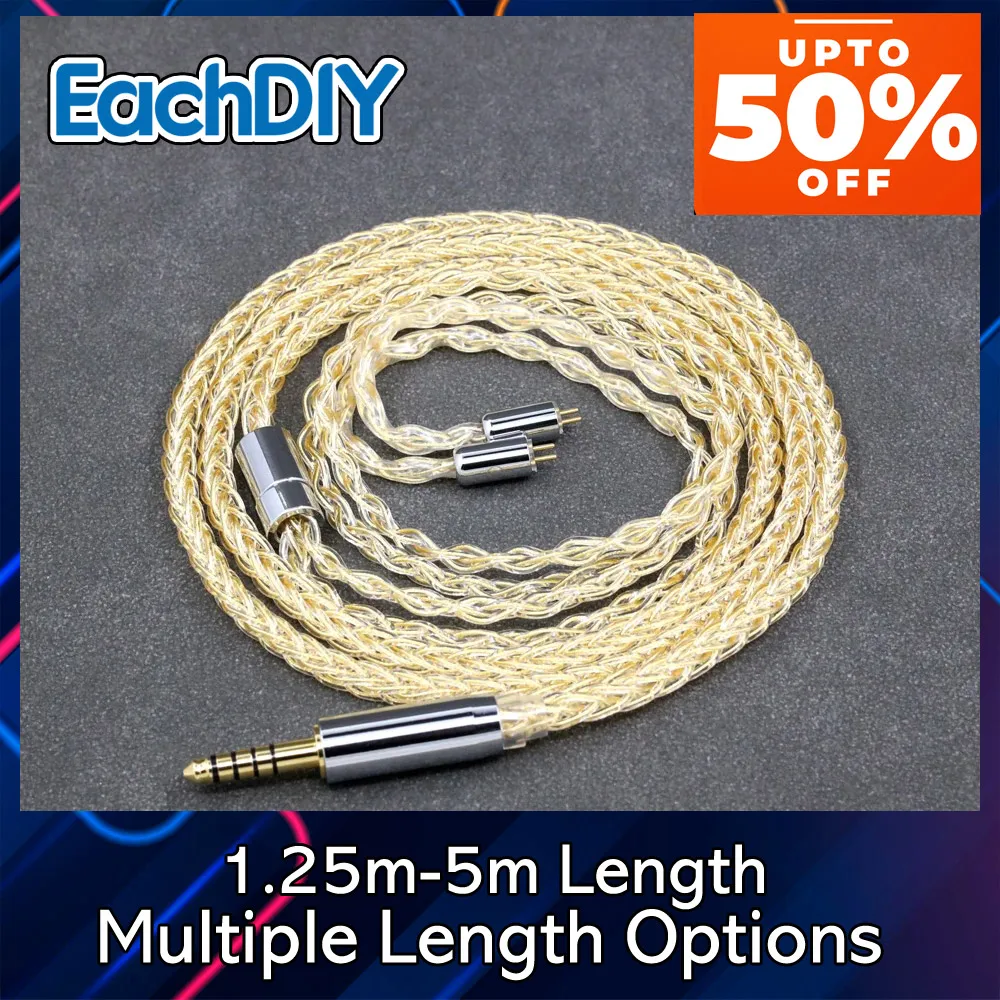 8 الأساسية 99% 7n الفضة النقية 24k مطلية بالذهب سماعة كابل ل 0.78 مللي متر خطوة مسطحة JH الصوت JH16 برو JH11 برو 5 6 7 2pin 8426