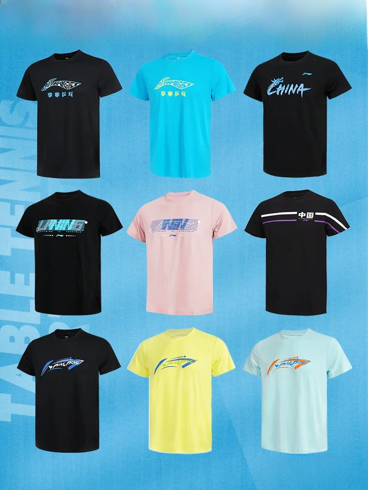 ピンポン-半袖-tシャツ-スポーツウェア-カジュアル-マッチ-トレーニング-トップス-男女兼用-ポリエステル繊維-ラウンドネック-デジタルダイレクトスプレー