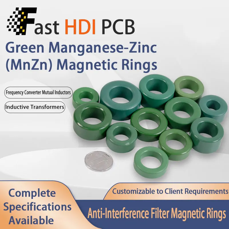 녹색 Mn-Zn 페라이트 토로이달 코어 20-28mm - 변압기 EMI 차폐용 항간섭 공통 모드 초크 코어