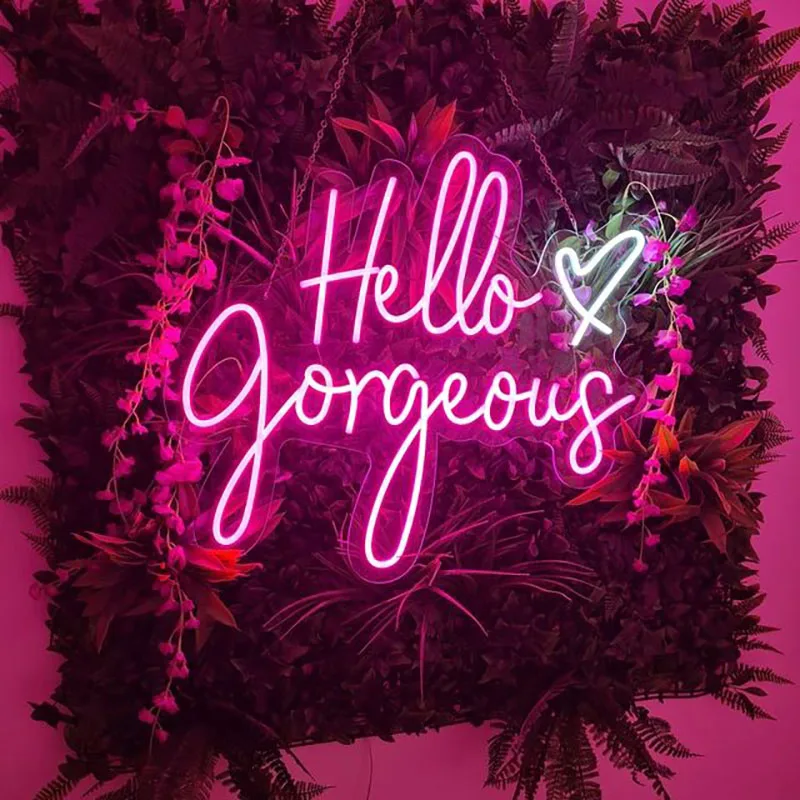 

Custom Neon Sign Hello Gorgeous Neon Sign Light Office Living Room Interior Design Neon Sign Wall Art Neon Sign Wall Decor