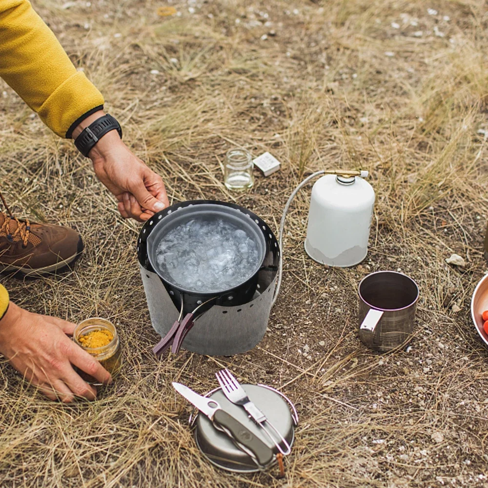 Camping Stove Wind Shield Screen Ultralight Ultra-thin Titanium Height 15cm 19cm Outdoor Windproof Plate Alcohol Wind Shield view 4