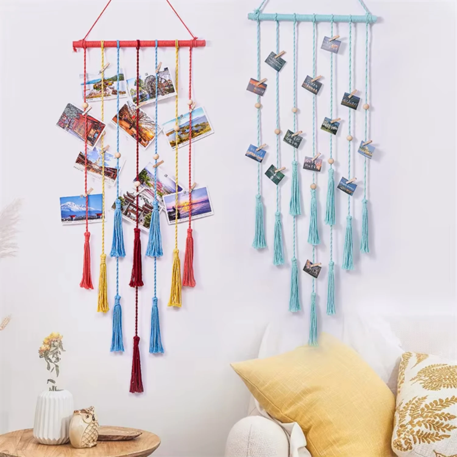 

1pcs Macrame Woven Wall Hanging Farmhouse Hanging Decor with photo clip