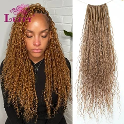 Crochet Boho Locs With Human Hair Curls #27 Honey Blonde Pre-looped Locs Braids Hair Curly Human Hair Full Ends For Women