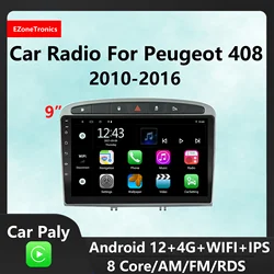 EzoneTronics CarPlay Android Radio for Peugeot 308/408 2010-2016 HD GPS Navigation Bluetooth USB Player Car Entertainment System
