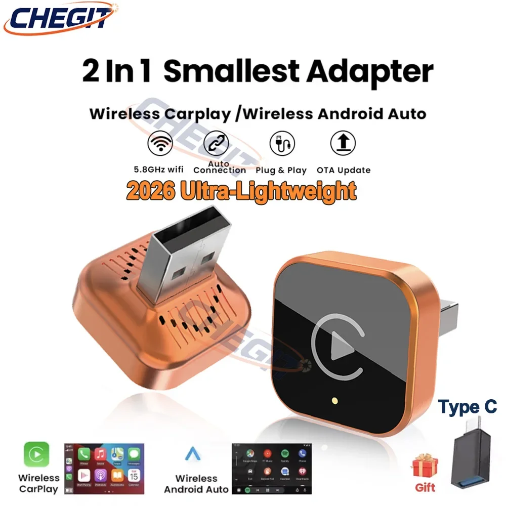 

НОВЫЙ золотой умный мини-бокс, беспроводной адаптер CarPlay Android Auto, универсальный беспроводной адаптер Plug and play Connect